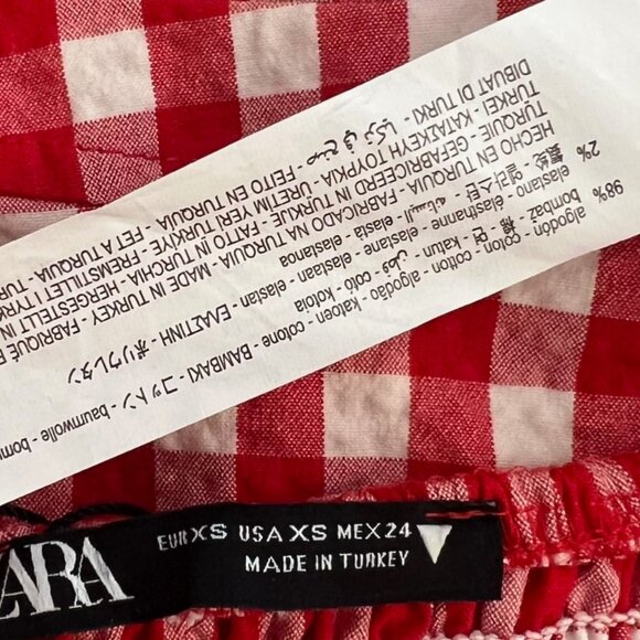 NEW Zara Bloggers Fav Cotton Red and White Gingham Sweetheart Mini Dress, Sz XS - Picture 17 of 17